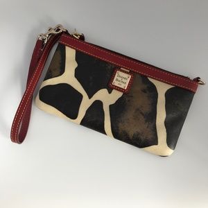 Dooney & Bourke Giraffe Print Wristlet Red Accent